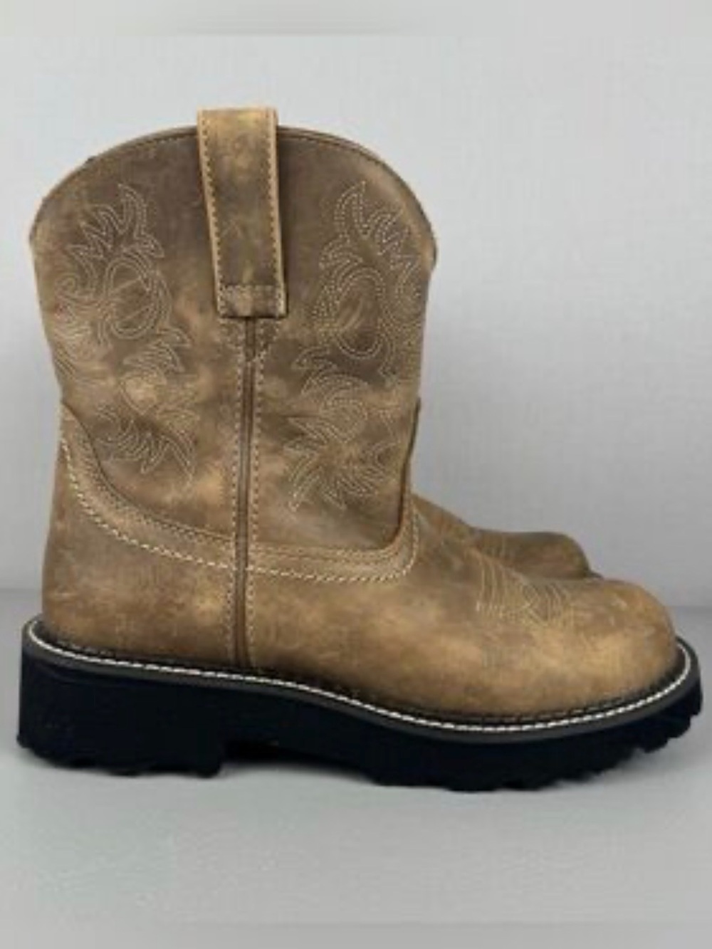 ARIAT Boots FATBABY Leather Tan Black Size 7.5
